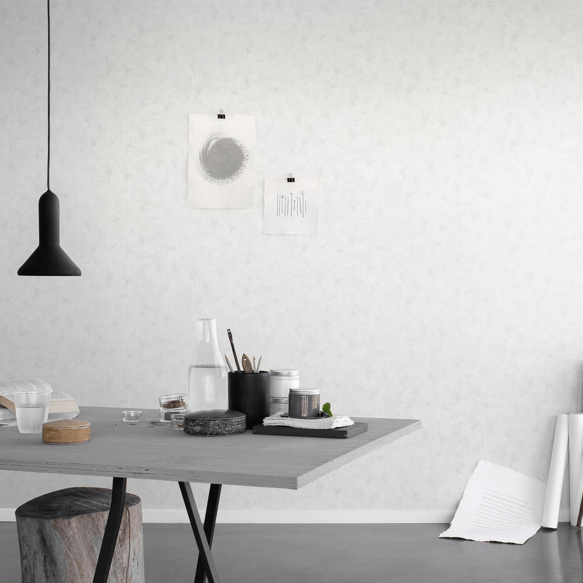 Kalk Wallpaper - White - By Sandberg - 214-01