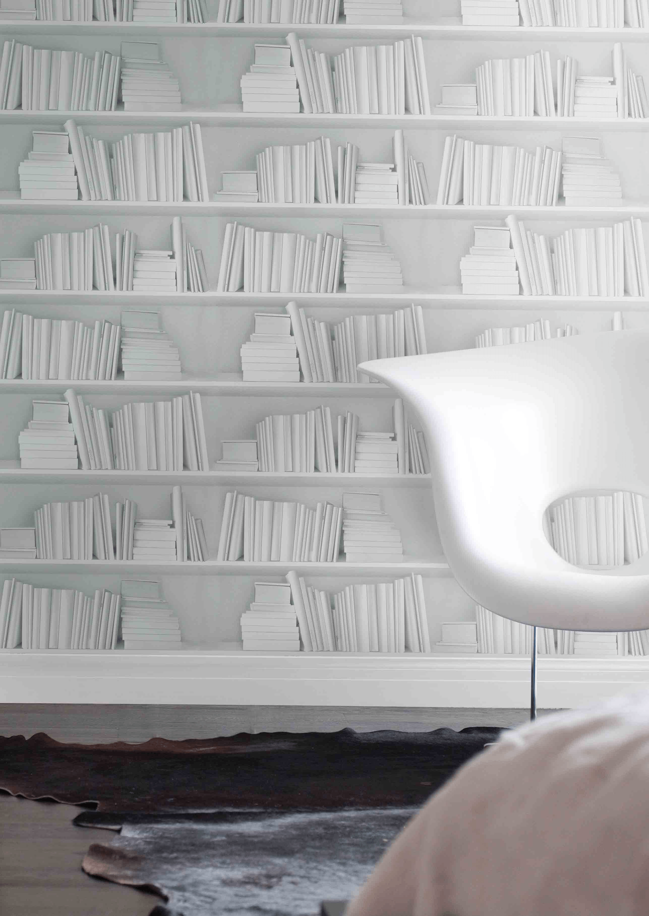 Whie Bookshelf Wallpaper By Young And Battaglia White