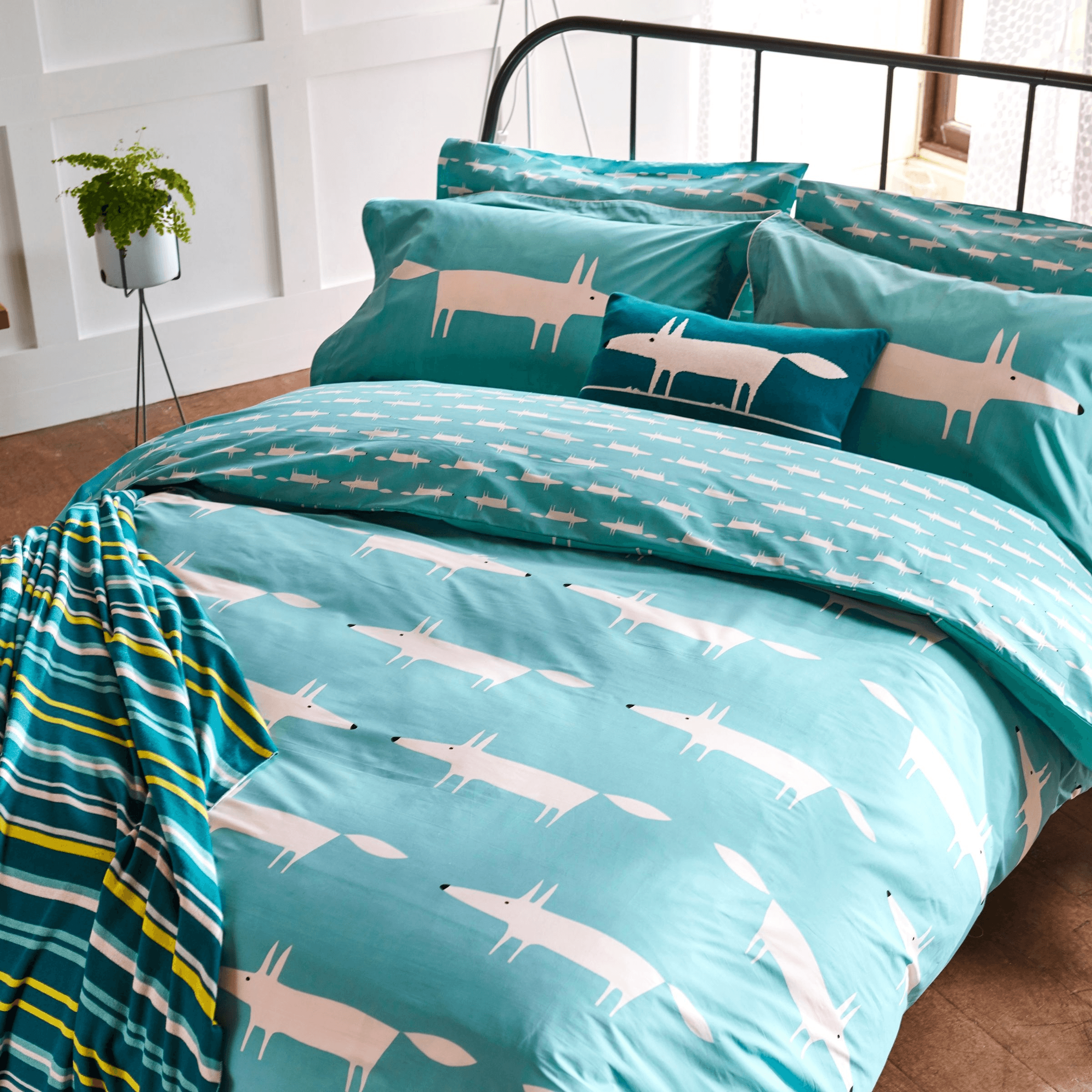 Mr Fox Duvet Cover In Teal Bedding By Scion