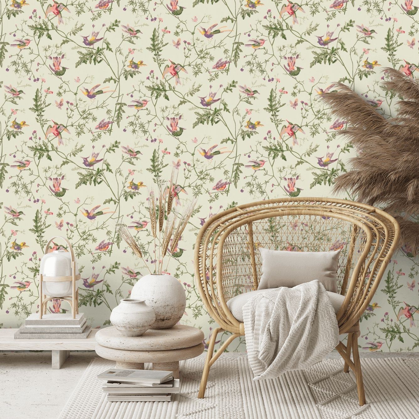 Hummingbirds Wallpaper - Green Multi-Colour - By Cole and Son - 100/14070