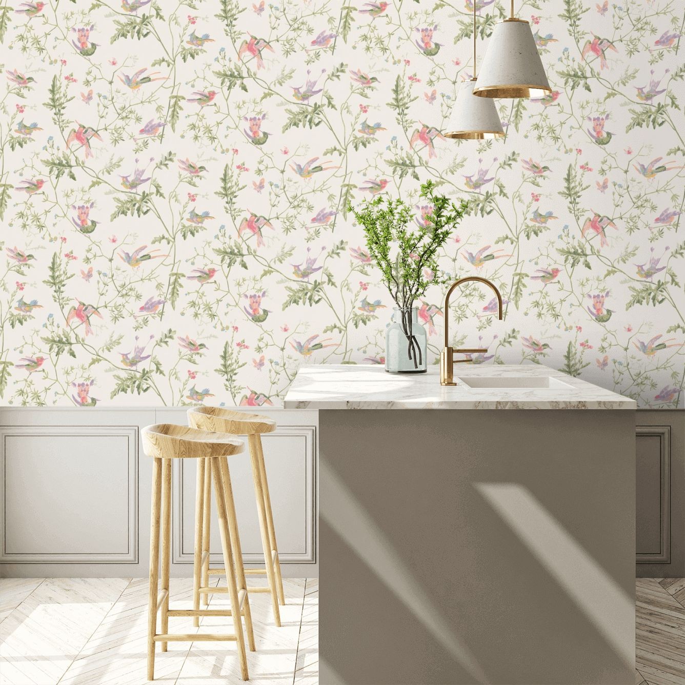 Hummingbirds Wallpaper - Soft Multi-Colour - By Cole and Son - 100/14067