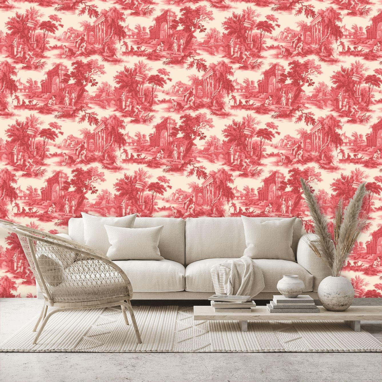 Wayfair  Red Toile Wallpaper Youll Love in 2023