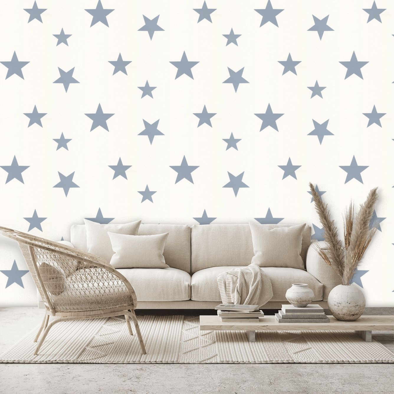 Stars Wallpaper - Blue / White - By Hibou Home - HH00803