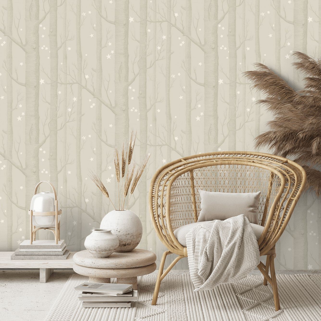Woods and Stars Wallpaper - Grey - By Cole and Son - 103/11048