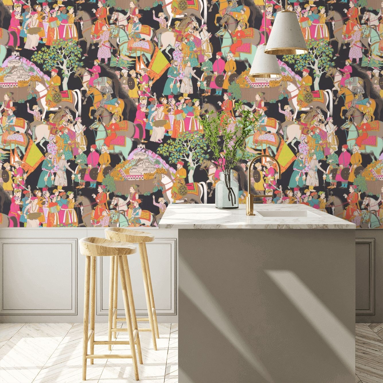 Brewster Home Fashions Dara Jolly Brollies Black Wallpaper | DecoratorsBest