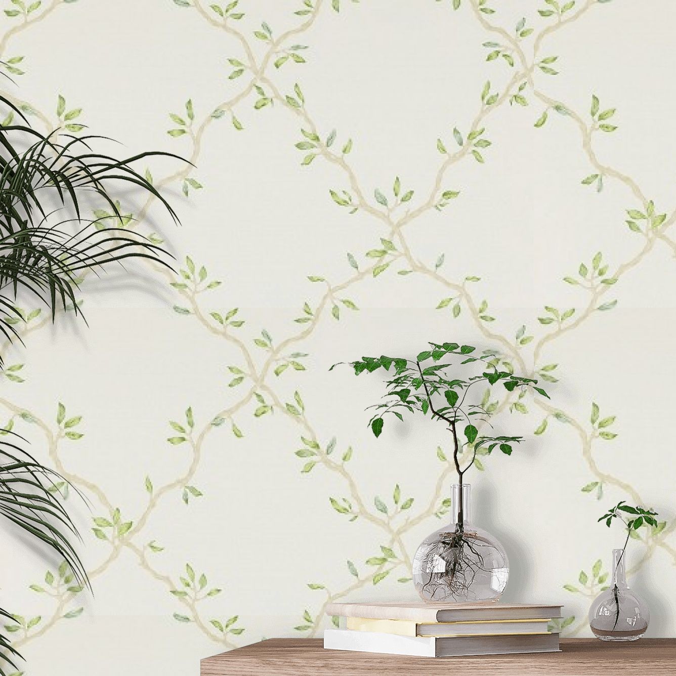 Leaf Trellis Wallpaper - Pale Green - By Colefax and Fowler - 07706/02