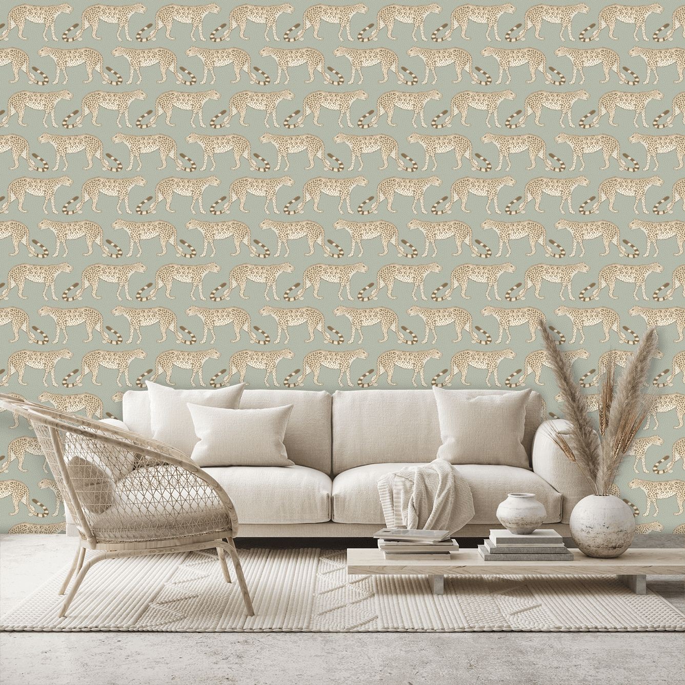 RoomMates Cheetah Cheetah Peel and Stick Wallpaper - Whites
