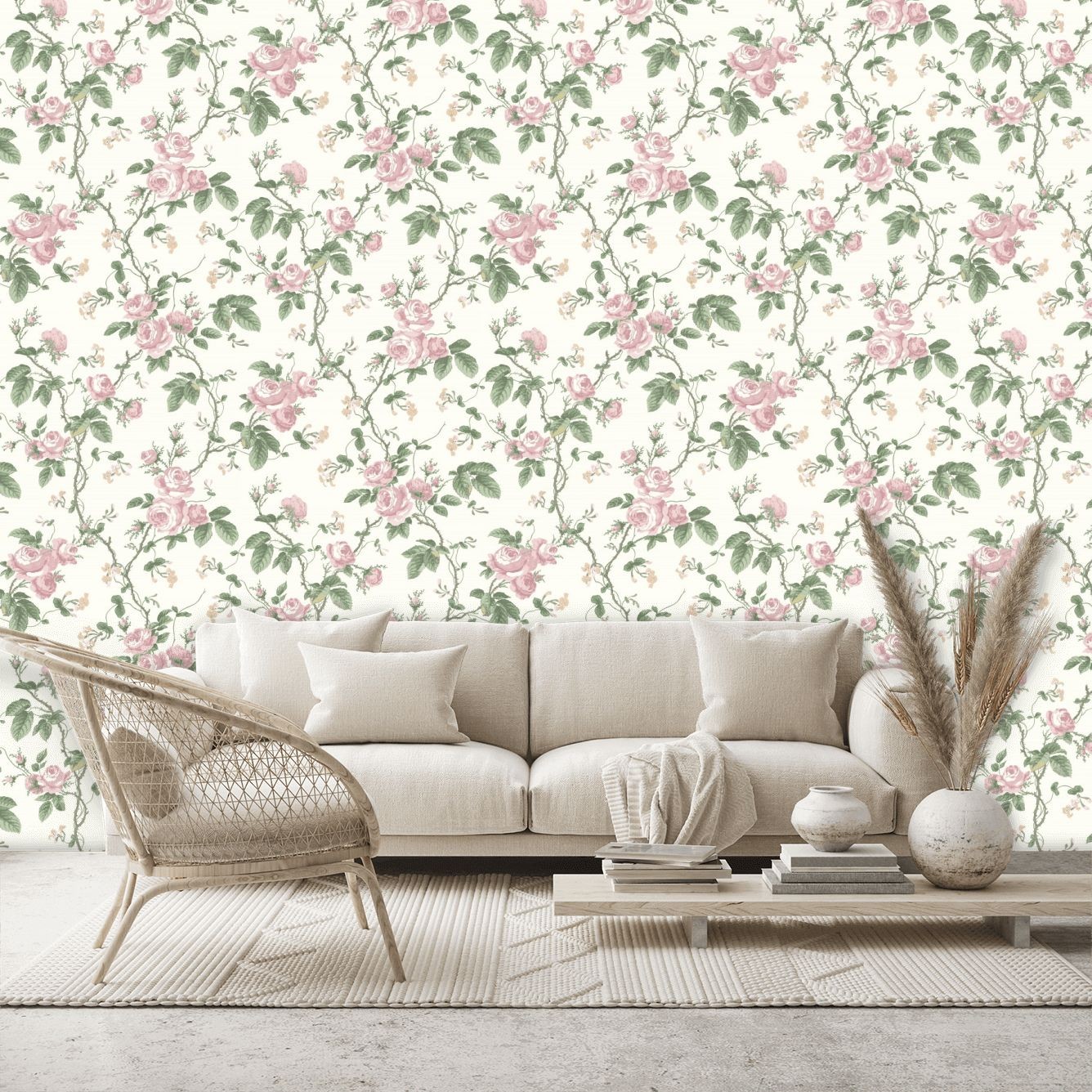 French Roses Wallpaper - Pink - By Boråstapeter - 7212