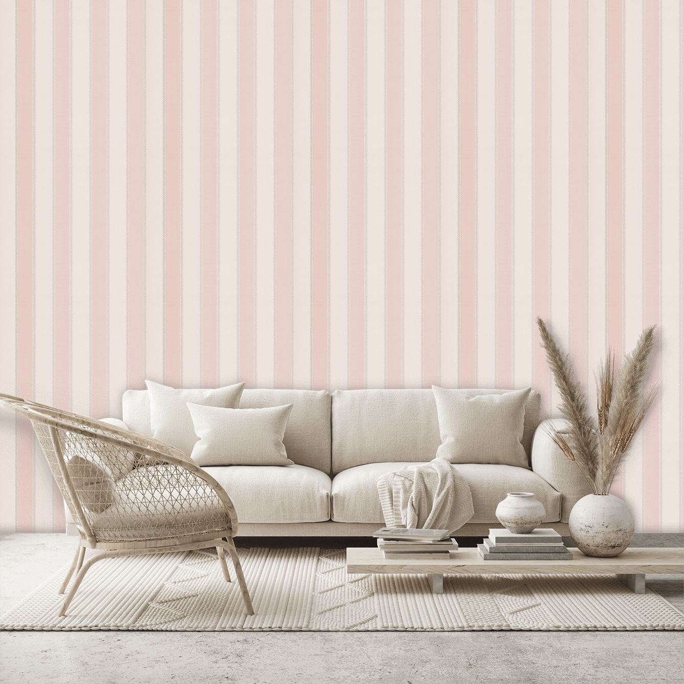 Premium AI Image  A pink and white striped wallpaper with a white  background and a pink stripe pattern