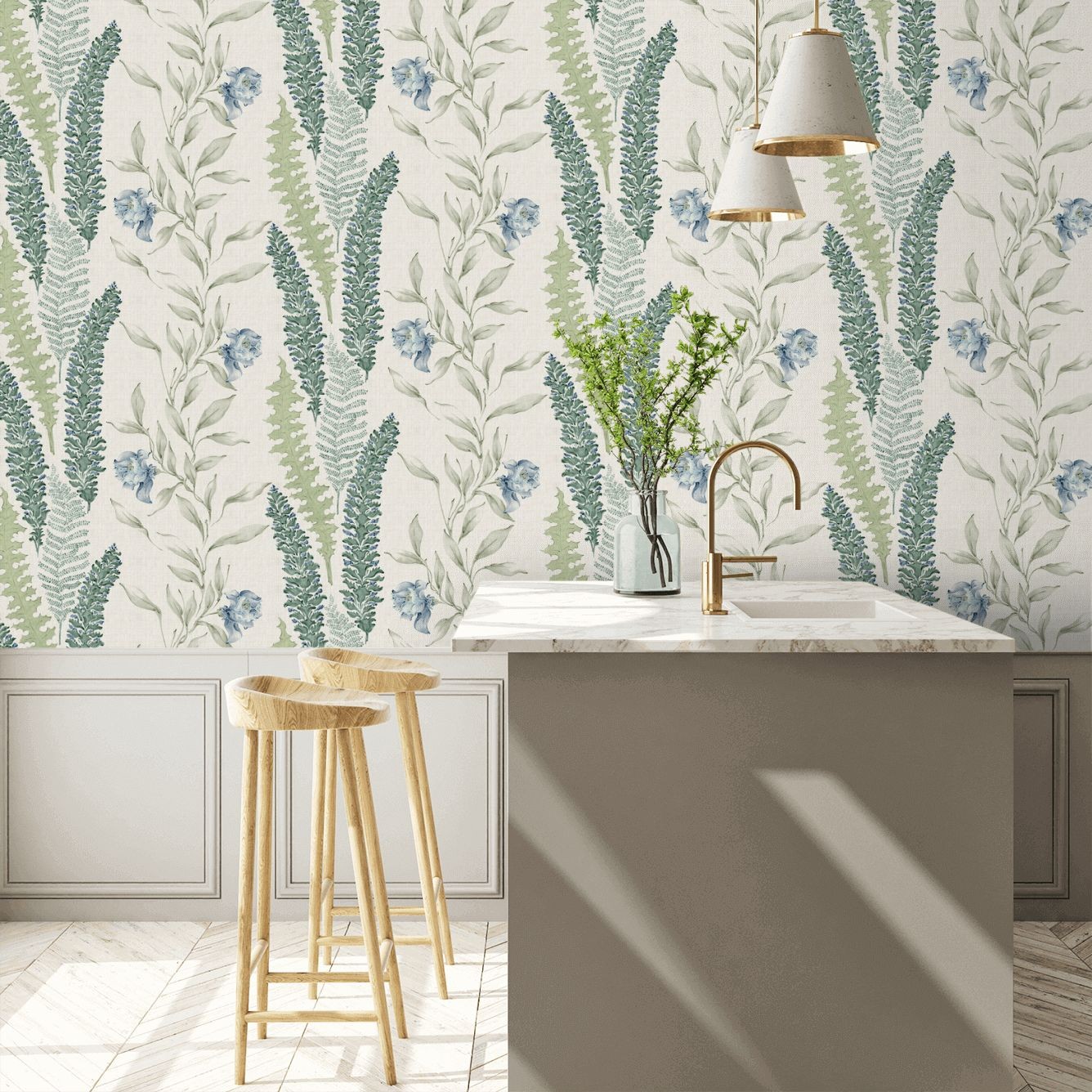 Floral Wallpaper - Sage - By Coordonne - YSP0021