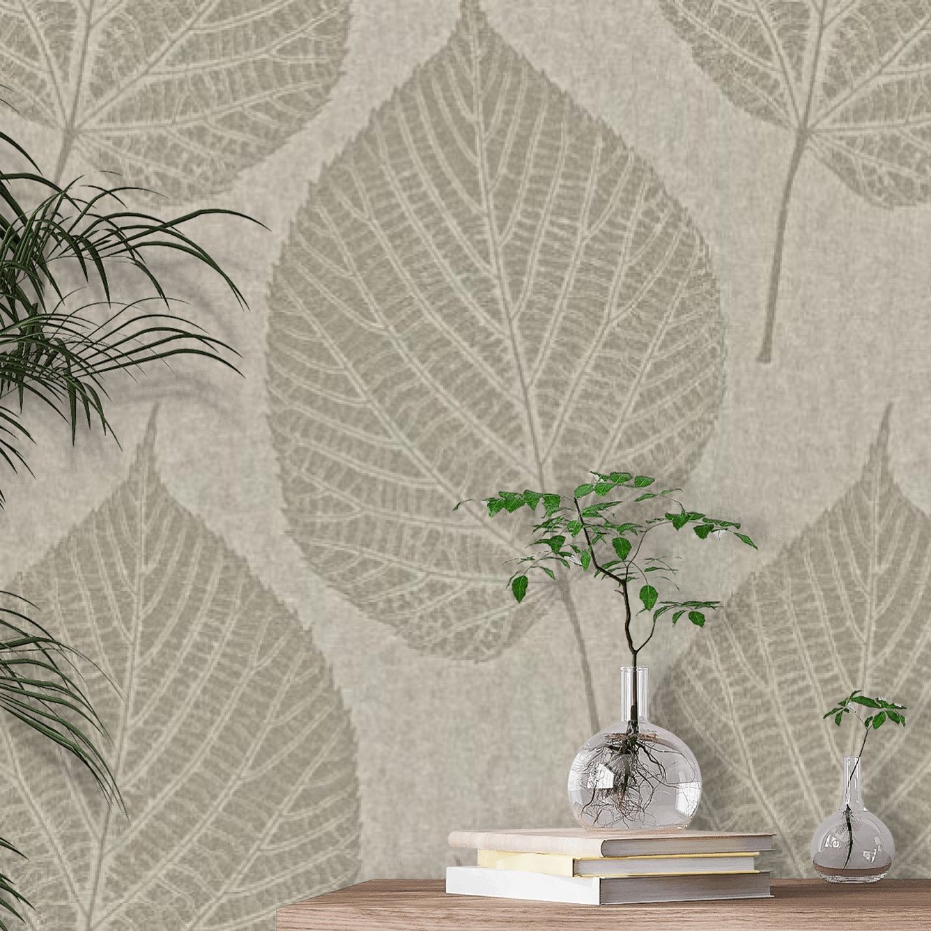Leaf Wallpaper - Pebble - By Harlequin - 110376