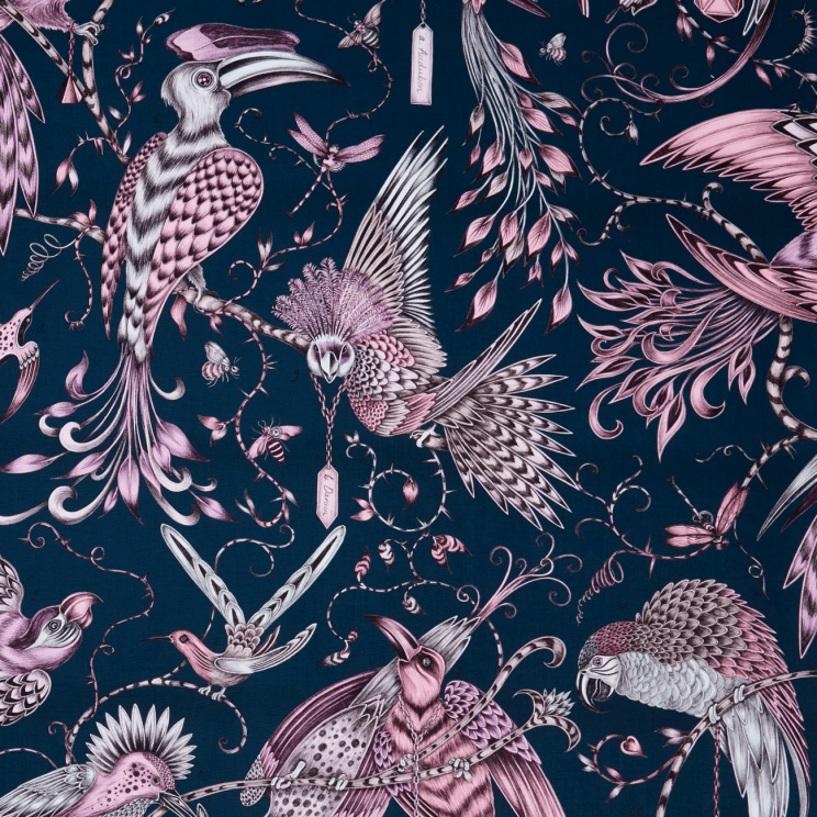 Curtains Clarke and Clarke Audubon Pink Fabric F1108/04