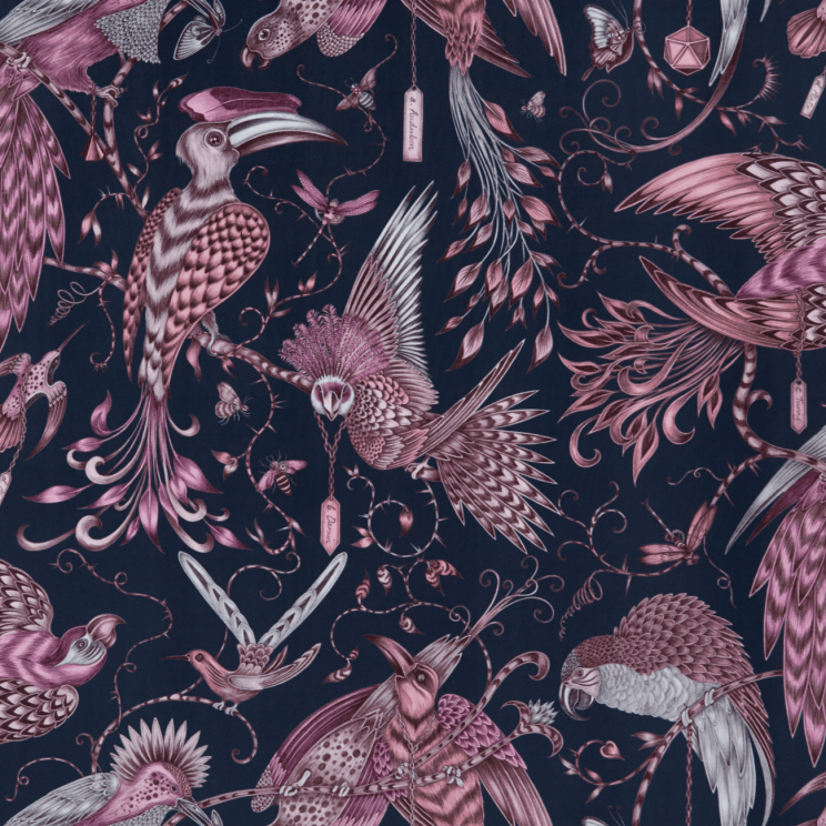 Curtains Clarke and Clarke Audubon Pink Velvet Fabric F1207/01