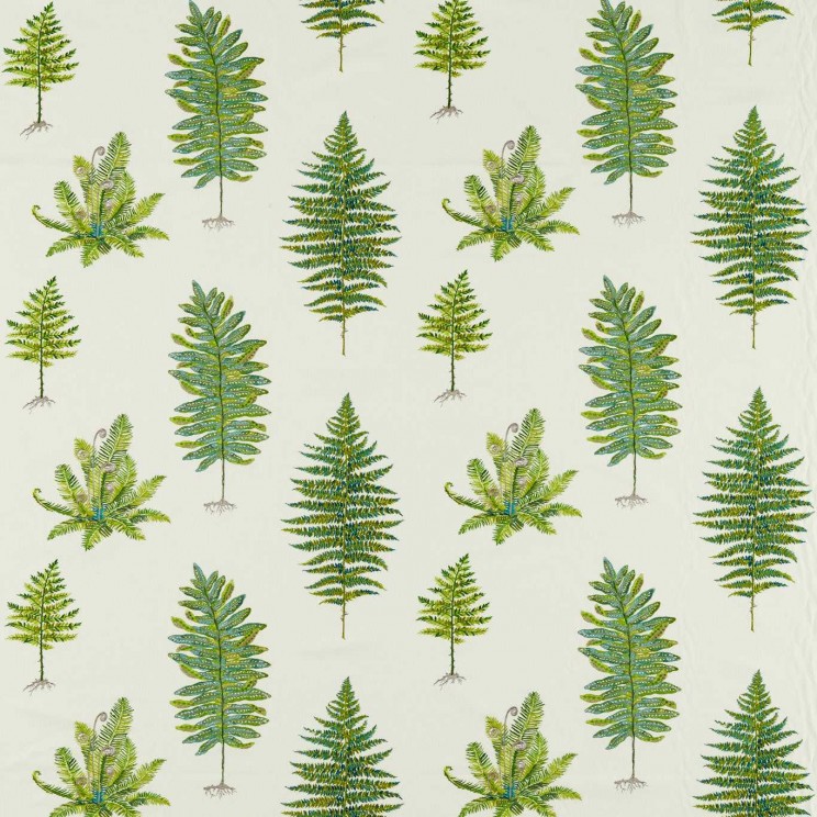 Sanderson Fernery Embroidery Botanical Green Fabric
