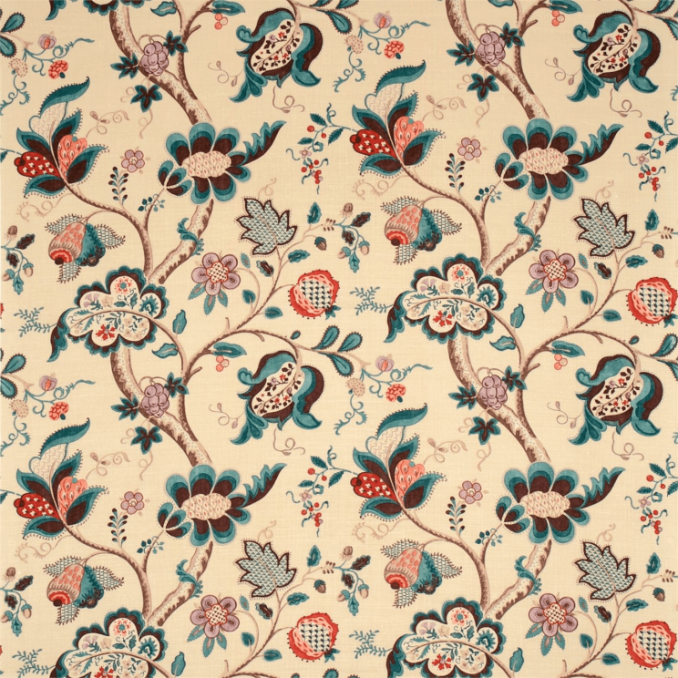 Sanderson Roslyn Teal/Cherry Fabric