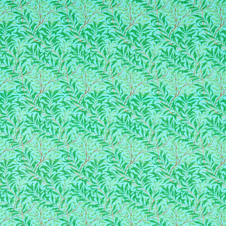 Morris and Co Willow Bough Sky/Leaf Green Fabric