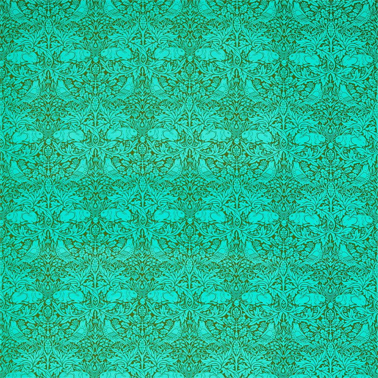 Morris and Co Brer Rabbit Olive/Turquoise Fabric