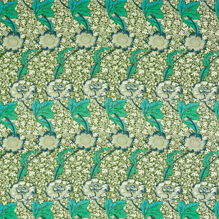 Morris and Co Kennet Olive/Turquoise Fabric