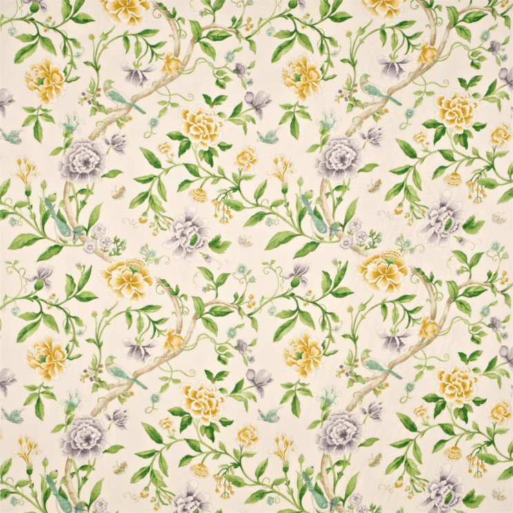 Sanderson Porcelain Garden Lemon/Leaf Green Fabric