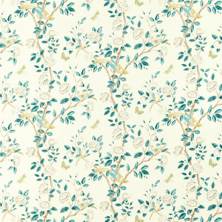 Sanderson Andhara Fabric Teal/Cream Fabric
