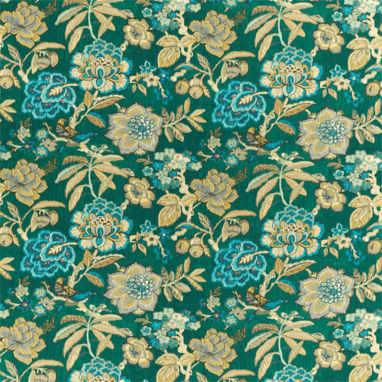 Sanderson Indra Flower Fabric Emerald Fabric