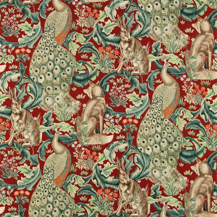 Morris and Co Forest Red Fabric