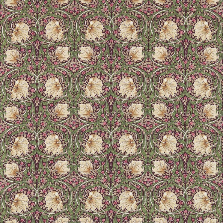 Morris and Co Pimpernel Aubergine/Olive Fabric