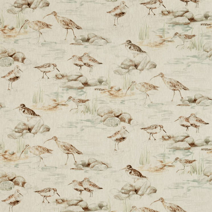 Curtains Sanderson Estuary Birds Linen Fabric 226427