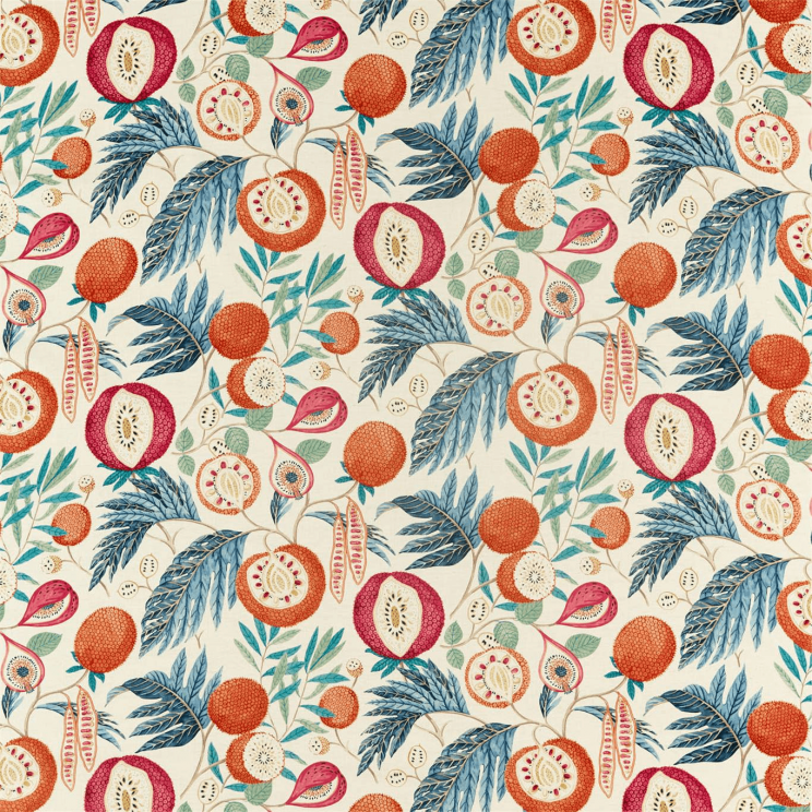Curtains Sanderson Jackfruit Indigo/Rambutan Fabric 226561