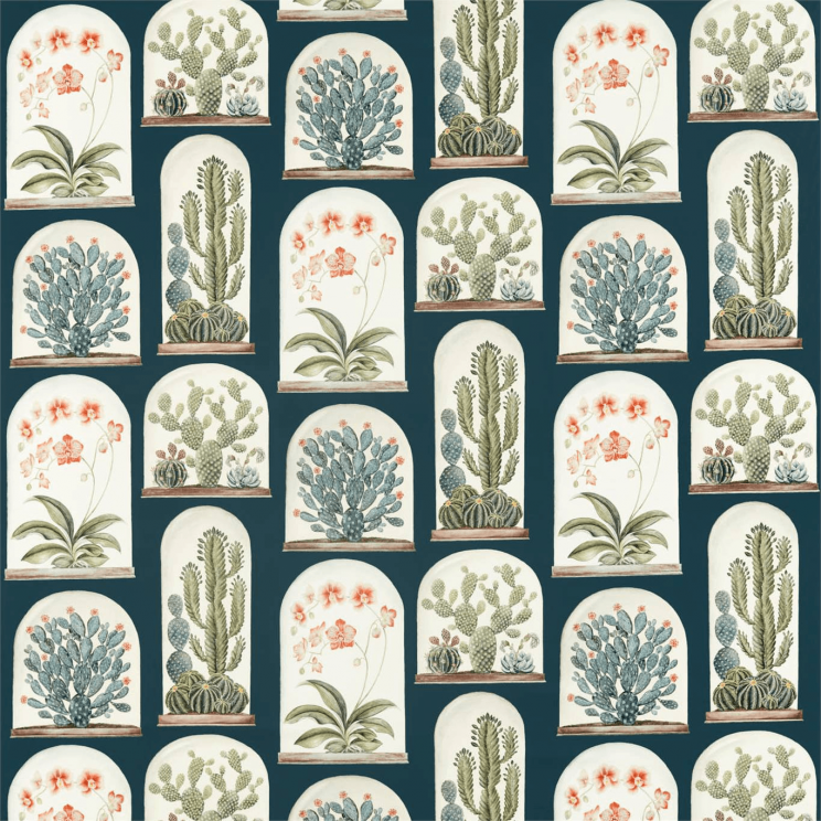 Curtains Sanderson Terrariums Ink/Papaya Fabric 226572