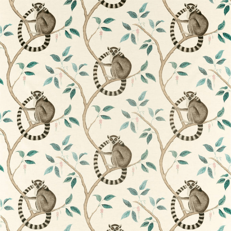 Curtains Sanderson Ringtailed Lemur Grey Fabric 226582