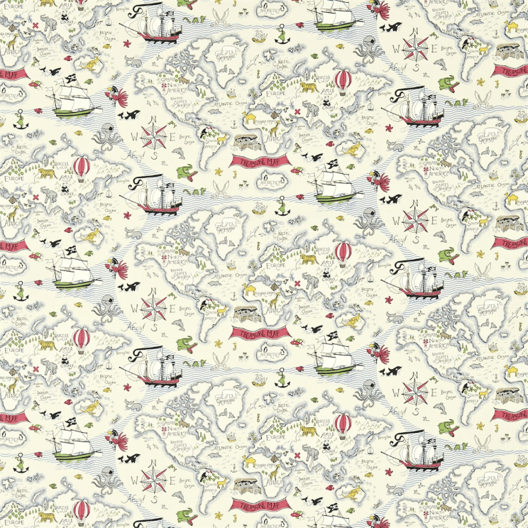 Sanderson Treasure Map Vanilla Fabric