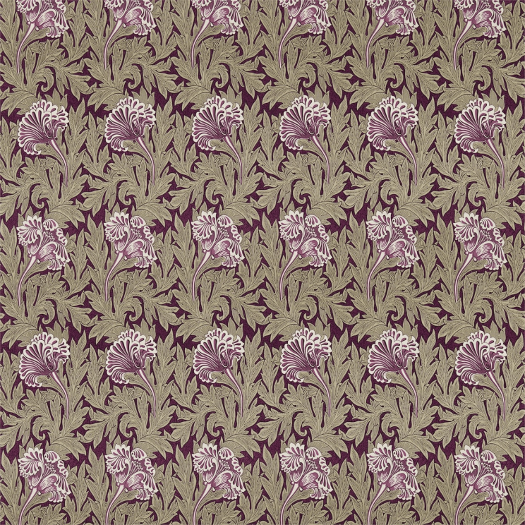 Morris and Co Tulip Heather/Olive Fabric