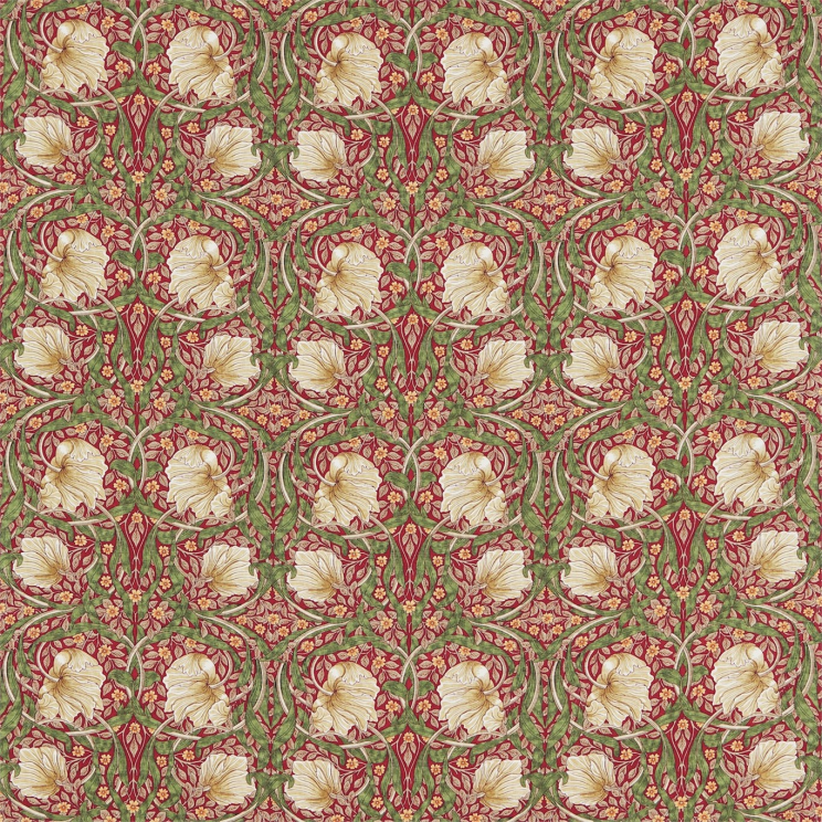 Morris and Co Pimpernel Red/Thyme Fabric