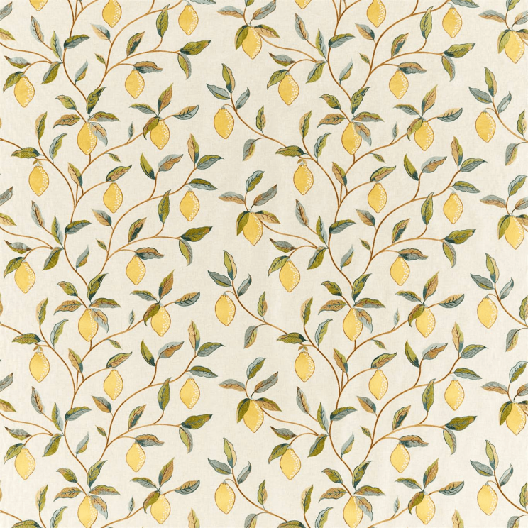 Morris and Co Lemon Tree Embroidery Bayleaf/Lemon Fabric