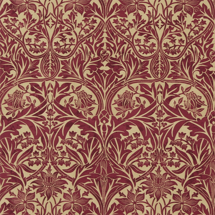 Morris and Co Bluebell Claret/Gold Fabric