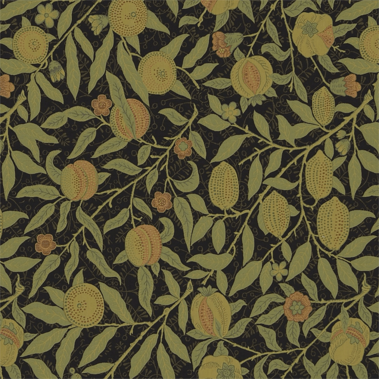 Morris and Co Fruit Black/Claret Fabric