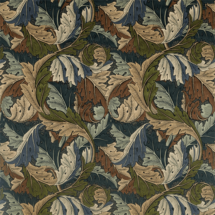 Morris and Co Acanthus Slate Blue/Thyme Fabric