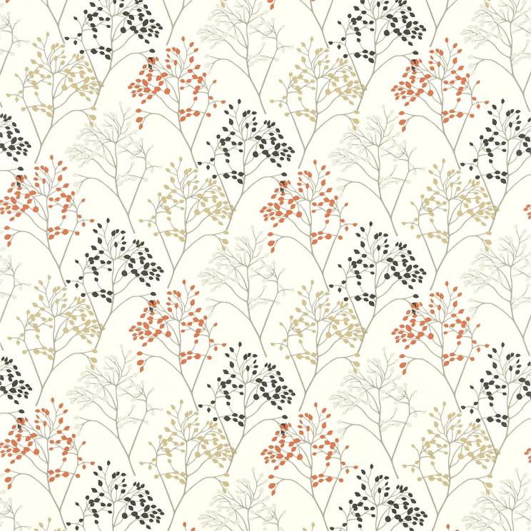 Sanderson Pippin Charcoal/Coral Fabric