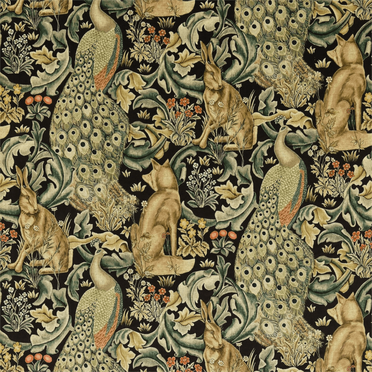 Morris and Co Forest Charcoal Fabric