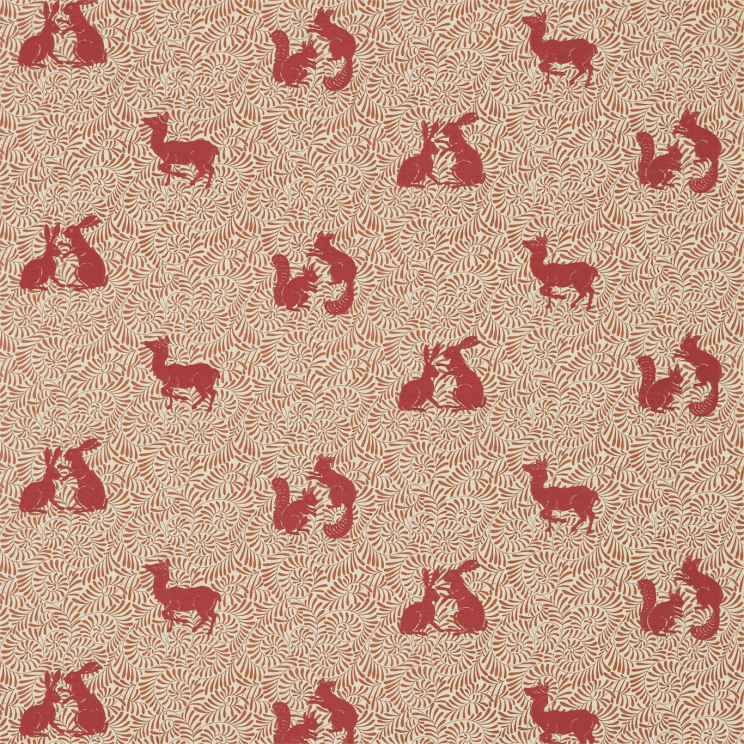 Morris and Co Woodland Animal Russet Fabric