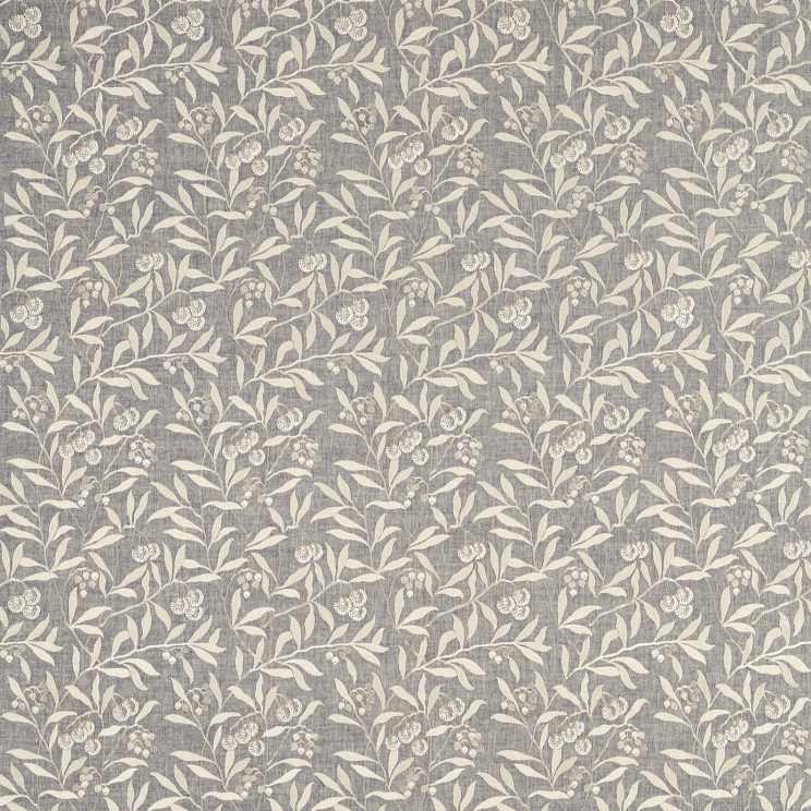 Morris and Co Pure Arbutus Embroidery Inky Grey Fabric