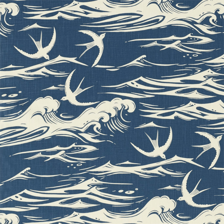 Sanderson Swallows at Sea Fabric Navy Fabric