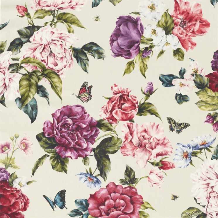 Sanderson Summer Peony Fabric Fuchshia/Rose Fabric