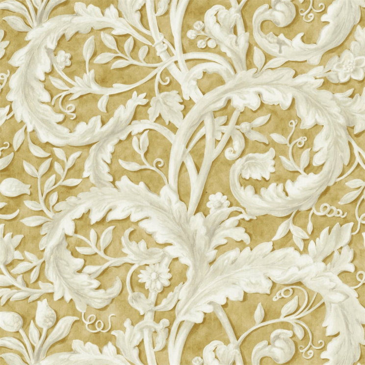 Sanderson Tilia Lime Fabric Gold Fabric