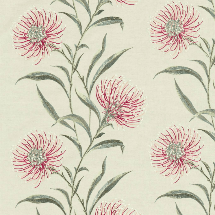 Sanderson Catherinae Embroidery Fabric Fuchsia Fabric
