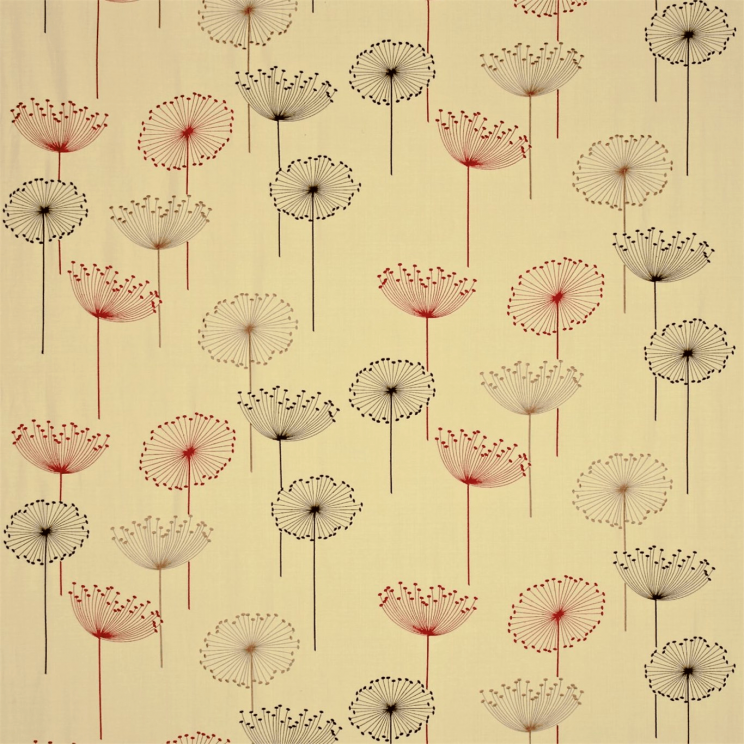 Sanderson Dandelion Embroidery Linen/Red Fabric