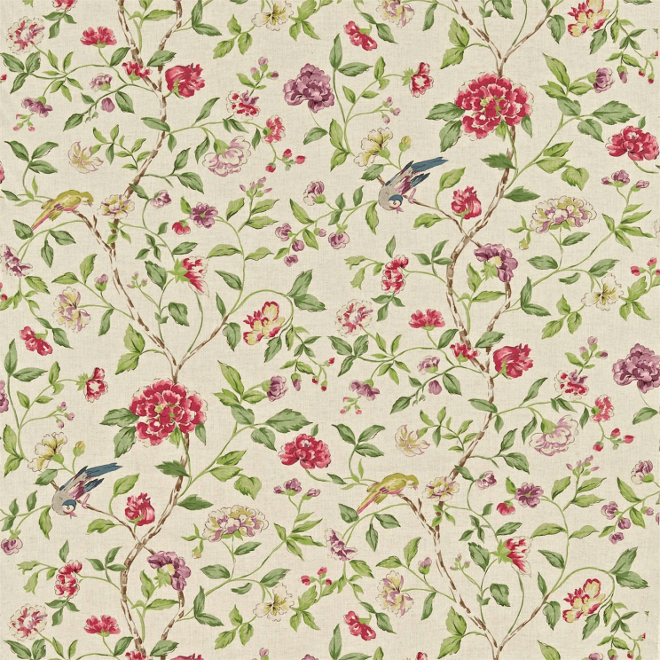 Sanderson Sissinghurst Moss/Strawberry Fabric