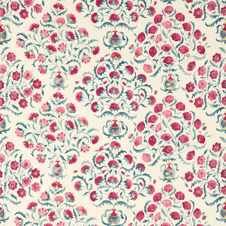 Sanderson Ottoman Flowers Cherry/Indigo Fabric