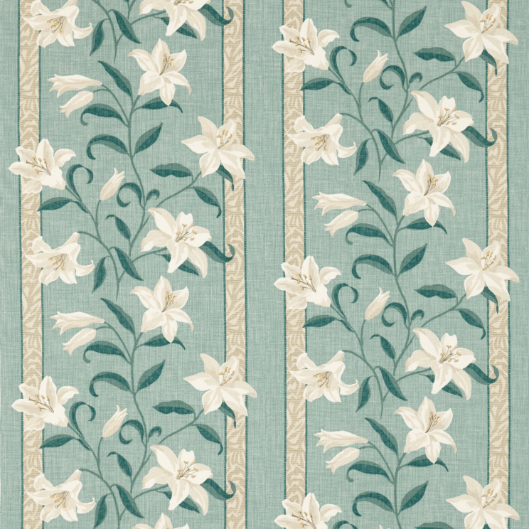Sanderson Lilium Aqua/Natural Fabric